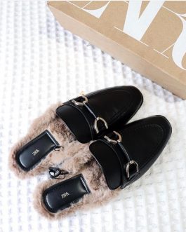 Zara fur loafers