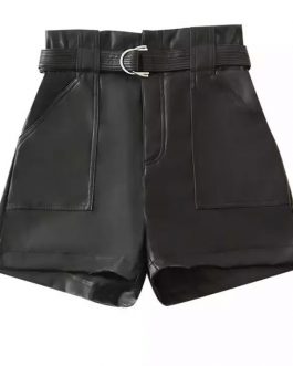 Leather high waisted  short